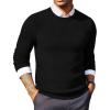 imagePJ PAUL JONES Mens Sweater Crewneck Cable Knit Textured Pullover Sweaters for FallBlack