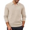 imagePJ PAUL JONES Mens Sweater V Neck Long Sleeve Casual Pullover Cable Knit Textured SweatersBeige