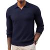 imagePJ PAUL JONES Mens Sweater V Neck Long Sleeve Casual Pullover Cable Knit Textured SweatersNavy Blue