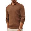 imagePJ PAUL JONES Mens Sweater V Neck Slim Fit Pullover Sweater Long Sleeve Ribbed Textured SweatersCoffee