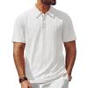 imagePJ PAUL JONES Mens Textured Knit Polo Shirt Short Sleeve Regular Fit Stretch Collared Summer ShirtsWhite