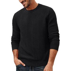 imagePJ PAUL JONES Mens Casual Crewneck Sweater Fall Lightweight Long Sleeve Knit PulloverBlack