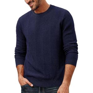 imagePJ PAUL JONES Mens Casual Crewneck Sweater Fall Lightweight Long Sleeve Knit PulloverNavy Blue