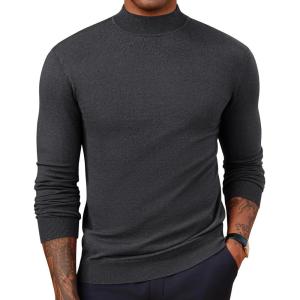 imagePJ PAUL JONES Mens Mock Turtleneck Sweater Long Sleeve Casual Pullover Sweater Slim Fit Basic Knit TeeGrey