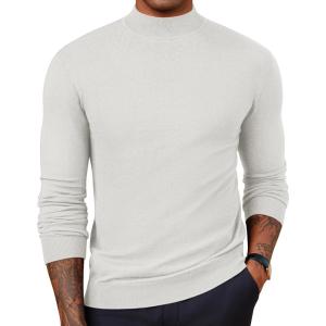 imagePJ PAUL JONES Mens Mock Turtleneck Sweater Long Sleeve Casual Pullover Sweater Slim Fit Basic Knit TeeWhite