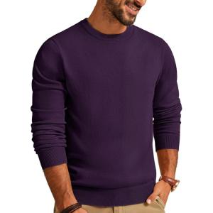 imagePJ PAUL JONES Mens Sweaters Crewneck Basic Lightweight Wool Blend Knitted Pullover Long Sleeve Shirts for MenPurple