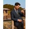 imagePJ PAUL JONES Mens Blazer Casual Two Button Sport Coats Notched Lapel Solid Suit JacketsDark Grey Blue