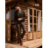 imagePJ PAUL JONES Mens Blazer Vintage Wool Blend Sport Coat Herringbone Tweed Blazer Suit Jacket with Pocket SquareDark Coffee