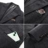 imagePJ PAUL JONES Mens Blazer Vintage Wool Blend Sport Coat Herringbone Tweed Blazer Suit Jacket with Pocket SquareDark Gray