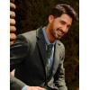 imagePJ PAUL JONES Mens Blazer Vintage Wool Blend Sport Coat Herringbone Tweed Blazer Suit Jacket with Pocket SquareGreen