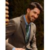 imagePJ PAUL JONES Mens Blazer Vintage Wool Blend Sport Coat Herringbone Tweed Blazer Suit Jacket with Pocket SquareKhaki