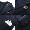 imagePJ PAUL JONES Mens Blazer Vintage Wool Blend Sport Coat Herringbone Tweed Blazer Suit Jacket with Pocket SquareNavy Blue