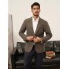 imagePJ PAUL JONES Mens Blazer Wool Blend Tweed Sport Coat Two Button Peaked Lapel Vintage Suit JacketsKhaki