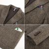 imagePJ PAUL JONES Mens Blazer Wool Blend Tweed Sport Coat Two Button Peaked Lapel Vintage Suit JacketsKhaki