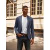 imagePJ PAUL JONES Mens Casual Knit Sport Coats One Button Slim Fit Blazer Notch Lapel Solid Suit Jacket with PocketsBlue Grey