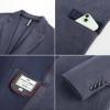 imagePJ PAUL JONES Mens Casual Knit Sport Coats One Button Slim Fit Blazer Notch Lapel Solid Suit Jacket with PocketsBlue Grey