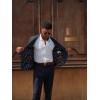imagePJ PAUL JONES Mens Casual Sport Coats Two Button Slim Fit Blazer Lightweight Pattern Lined Notch Lapel Suit JacketDark Blue Grey