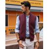 imagePJ PAUL JONES Mens Sweater Vest FullUp Knitted Vests Casual Stand Collar Vests SweaterBurgundy