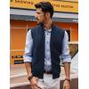 imagePJ PAUL JONES Mens Sweater Vest FullUp Knitted Vests Casual Stand Collar Vests SweaterDark Blue