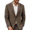 imagePJ PAUL JONES Mens Blazer Vintage Wool Blend Sport Coat Herringbone Tweed Blazer Suit Jacket with Pocket SquareKhaki