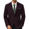 imagePJ PAUL JONES Mens Blazer Wool Blend Tweed Sport Coat Two Button Peaked Lapel Vintage Suit JacketsWine Red