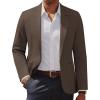 imagePJ PAUL JONES Mens Casual Sport Coats One Button Slim Fit Blazer Lightweight Notched Lapel Solid Suit JacketCoffee