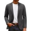 imagePJ PAUL JONES Mens Knit Blazer Casual One Button Sport Coat Slim Fit Lightweight Blazer JacketDark Gray