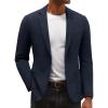 imagePJ PAUL JONES Mens Knit Blazer Casual One Button Sport Coat Slim Fit Lightweight Blazer JacketNavy Blue