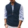imagePJ PAUL JONES Mens Sweater Vest FullUp Knitted Vests Casual Stand Collar Vests SweaterDark Blue