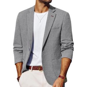 imagePJ PAUL JONES Mens Blazer Casual Sport Coats Lightweight One Button Suit Jacket for SummerLight Gray