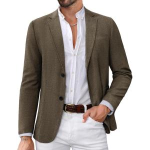 imagePJ PAUL JONES Mens Blazers Sport Coats Casual Lightweight Two Button Business Suit JacketsCoffee