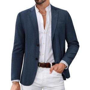imagePJ PAUL JONES Mens Blazers Sport Coats Casual Lightweight Two Button Business Suit JacketsDenim Blue