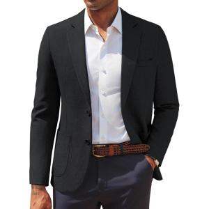 imagePJ PAUL JONES Mens Casual Sport Coats Two Button Slim Fit Blazer Lightweight Pattern Lined Notch Lapel Suit JacketBlack