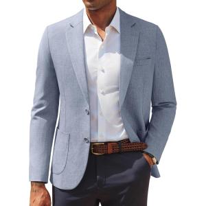 imagePJ PAUL JONES Mens Casual Sport Coats Two Button Slim Fit Blazer Lightweight Pattern Lined Notch Lapel Suit JacketBlue Grey
