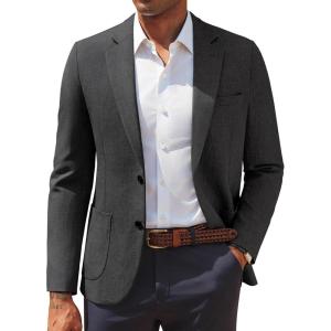 imagePJ PAUL JONES Mens Casual Sport Coats Two Button Slim Fit Blazer Lightweight Pattern Lined Notch Lapel Suit JacketCarbon Grey