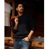 imagePJ PAUL JONES Mens Crewneck Sweater Knitted Textured Casual Pullover for WinterBlack