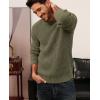 imagePJ PAUL JONES Mens Crewneck Sweater Knitted Textured Casual Pullover for WinterGrey Green