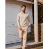 imagePJ PAUL JONES Mens Sweater Long Sleeve V Neck Pullover Sweater Knitted Textured SweaterBeige