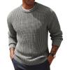 imagePJ PAUL JONES Mens Crewneck Sweater Knitted Textured Casual Pullover for WinterGrey