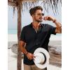 imagePJ PAUL JONES Mens Casual Short Sleeve Button Down Shirt Summer Beach Wedding ShirtBlack