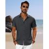 imagePJ PAUL JONES Mens Casual Short Sleeve Button Down Shirt Summer Beach Wedding ShirtDark Grey