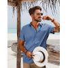 imagePJ PAUL JONES Mens Casual Short Sleeve Button Down Shirt Summer Beach Wedding ShirtGrey Blue