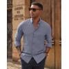 imagePJ PAUL JONES Mens Oxford Button Down Shirt Long Sleeve Regular Fit Business Casual Dress Shirts with Chest PocketBlue Gray
