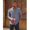 imagePJ PAUL JONES Mens Oxford Button Down Shirt Long Sleeve Regular Fit Business Casual Dress Shirts with Chest PocketBlue Gray