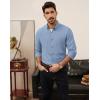 imagePJ PAUL JONES Mens Oxford Button Down Shirt Long Sleeve Regular Fit Business Casual Dress Shirts with Chest PocketDenim Blue