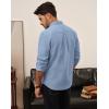 imagePJ PAUL JONES Mens Oxford Button Down Shirt Long Sleeve Regular Fit Business Casual Dress Shirts with Chest PocketDenim Blue