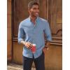imagePJ PAUL JONES Mens Oxford Button Down Shirt Long Sleeve Regular Fit Business Casual Dress Shirts with Chest PocketDenim Blue