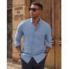 imagePJ PAUL JONES Mens Oxford Button Down Shirt Long Sleeve Regular Fit Business Casual Dress Shirts with Chest PocketDenim Blue
