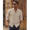 imagePJ PAUL JONES Mens Oxford Button Down Shirt Long Sleeve Regular Fit Business Casual Dress Shirts with Chest PocketKhaki