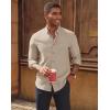 imagePJ PAUL JONES Mens Oxford Button Down Shirt Long Sleeve Regular Fit Business Casual Dress Shirts with Chest PocketKhaki
